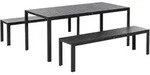Beliani Gartentisch-Set, Schwarz, Kunststoff, Gartenm&ouml;bel, Gartenm&ouml;bel-Sets