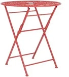 Beliani Gartentisch, Rot, Metall, 2-Sitzer, Rund, 70x75x70 cm, Gartenm&ouml;bel,