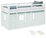 Homestyle4u Hochbett, Mintgr&uuml;n, Wei&szlig;, Textil, 90x200 cm, Kinder- & Jugendzimmer,