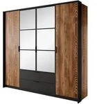 Masseno Dreht&uuml;renschrank, Nussbaum, Holzwerkstoff, 9 F&auml;cher, 2 Schubladen,