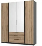 Masseno Dreht&uuml;renschrank, Schwarz, Holzwerkstoff, 12 F&auml;cher, 3 Schubladen,