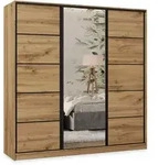 Masseno Schwebet&uuml;renschrank, Eiche Wotan, Schwarz, Holzwerkstoff, 9 F&auml;cher, 4