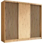 Altdecor Kleiderschrank, Eiche Artisan, Schwarz, Holzwerkstoff, 240x216x61 cm,