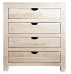 Massivmoebel24 Kommode, Beige, Holz, Echtholz,Akazie, 4 Schubladen, Rechteckig,