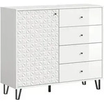 Livetastic Highboard, Wei&szlig; Hochglanz, Metall, 2 F&auml;cher, 4 Schublade(n) Schubladen,