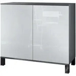 Vladon Kommode, Wei&szlig; Hochglanz, Holzwerkstoff, 92.5x84.5x35 cm, Wohnzimmer,...