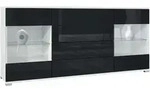 Vladon Sideboard, Schwarz Hochglanz, Holzwerkstoff, 166.5x75.5x35 cm,...