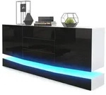 Vladon Sideboard, Schwarz Hochglanz, Holzwerkstoff, 178x82x39 cm, Wohnzimmer,