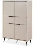 Furn.Design Highboard, Sand, Schwarz, Kunststoff, Nachbildung, Uni, 4 F&auml;cher, 2