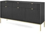 Masseno Sideboard, Schwarz, Gold, Holzwerkstoff, 3 Schubladen, 154x83x39 cm,