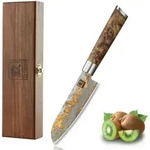 Zayiko Santoku, Ahorn, Holz, Metall, Echtholz, 24 cm, Kochen, K&uuml;chenmesser,