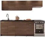 Mirjan24 K&uuml;chenzeile, Nussbaum, Holzwerkstoff, Rechteckig, 240x85x60 cm, K&uuml;chen,