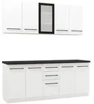 Homestyle4u K&uuml;chenleerblock, Wei&szlig;, Schwarz, Holz, Zeile, 200x200x60 cm,...