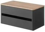 Yamazaki K&uuml;chenrollenhalter, Schwarz, Metall, Echtholz, 31x17x16 cm,