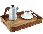 Relaxdays Serviertablett, Braun, Holz, Holzwerkstoff, Akazie, Rechteckig, 38.5x5x28.5