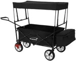 Hauki Bollerwagen, Schwarz, Metall, 53x104x170 cm, Gartenzubeh&ouml;r, Gartenpflege