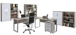 Mid.you B&uuml;ro, Sonoma Eiche, Wei&szlig; Hochglanz, Metall, Holzwerkstoff, 14,6...
