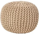 Homescapes Strick-Pouf, Beige, Textil, Uni, Rund, 40x35x40 cm, Wohnzimmer,...