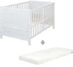 Roba Babybett, Wei&szlig;, Textil, Rechteckig, 70x140 cm, Babym&ouml;bel, Babybetten,