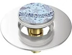 Sanilo Waschbeckenst&ouml;psel, Blau, Metall, Grafikmuster, Rund, 6x4x5 cm,...
