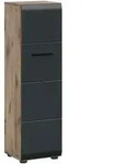 Mid.you Midischrank, Schwarz, Eiche dunkel, Kunststoff, Holzoptik, 3 F&auml;cher,