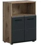 Mid.you Midischrank, Schwarz, Eiche dunkel, Kunststoff, Holzoptik, 2 F&auml;cher,