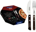 Tramontina Pizzabesteck, Braun, Edelstahl, Metall, 8-teilig, 21 cm, ergonomischer