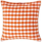 Homescapes Kissenh&uuml;lle, Orange, Textil, Kariert, Quadratisch, 60x60 cm,...