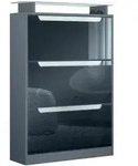 Vladon Schuhschrank, Schwarz Hochglanz, Holzwerkstoff, 89x128x23 cm, Garderobe,
