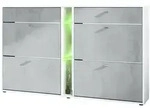 Vladon Schuhschrank, Hellgrau, Holzwerkstoff, 155.5x95x28 cm, Garderobe,