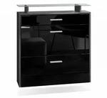 Vladon Schuhschrank, Schwarz Hochglanz, Holzwerkstoff, 89x96x23 cm, Garderobe,