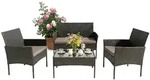 Relaxdays Gartenm&ouml;belset, Schwarz, Kunststoff, Metall, Glas, Loungem&ouml;bel,