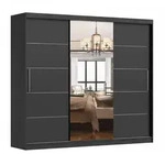 imoebel24 Schwebet&uuml;renschrank, Schwarz, Glas, Holzwerkstoff, 9 F&auml;cher,...