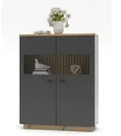 Mid.you Highboard, Graphit, Eiche Artisan, Holzwerkstoff, 4 F&auml;cher, 110x137x40...