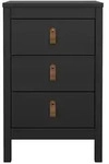 ebuy24 Nachttisch,, Schwarz, Holzwerkstoff, 3 Schubladen, 44x71x39 cm,...