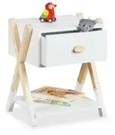 Relaxdays Nachttisch, Wei&szlig;, Holzwerkstoff, Holz, 34x42x32 cm, Kinder- &