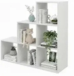 Relaxdays Stufenregal, Wei&szlig;, Holzwerkstoff, 97.5x97.5x29 cm, Wohnzimmer, Raumteiler