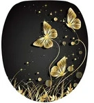 Sanilo WC, Schwarz, Holzwerkstoff, Oval, 38x6x47 cm, Badezimmer, WC...