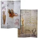 MCW Foto-Paravent, Wei&szlig;, Gold, Holz, Wei&szlig;tanne, 120x180x2 cm, Wohnzimmer,