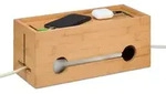 Relaxdays Kabelbox, Hellbraun, Holz, Bambus, 34.5x14x14 cm, Arbeitszimmer,