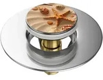 Sanilo Waschbeckenst&ouml;psel, Beige, Metall, Grafikmuster, Rund, 6x4x5 cm,...