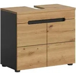 Mid.you Waschbeckenunterschrank, Dunkelgrau, Eiche Artisan, Kunststoff, 1 F&auml;cher,