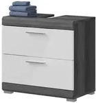 Inn.Furn Waschbeckenunterschrank, Wei&szlig; Hochglanz, Grau, Kunststoff,...