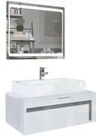 Vladon Waschbeckenunterschrank, Grau, Holzwerkstoff, 96x36x51 cm, Badezimmer,