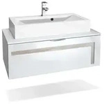 Vladon Waschbeckenunterschrank, Eiche San Remo, Holzwerkstoff, 96x36x51 cm,