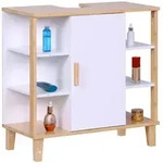 Relaxdays Waschbeckenunterschrank, Wei&szlig;, Holzwerkstoff, Holz, 64x65x31 cm,
