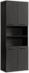 Mokebo Bad, Schwarz, Holzwerkstoff, 2 F&auml;cher, 65x180x34 cm, Badezimmer,