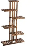 Costway Pflanzenregal, Braun, Holz, 25x140x75 cm, Wohnzimmer, Wohnzimmertische,