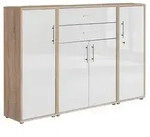 Mid.you Aktenschrank Office Edition - SW Set 16, Sonoma Eiche, Wei&szlig; Hochglanz,