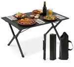 Relaxdays Campingtisch, Schwarz, Metall, Kunststoff, 90x44x60 cm, Gartenm&ouml;bel,
